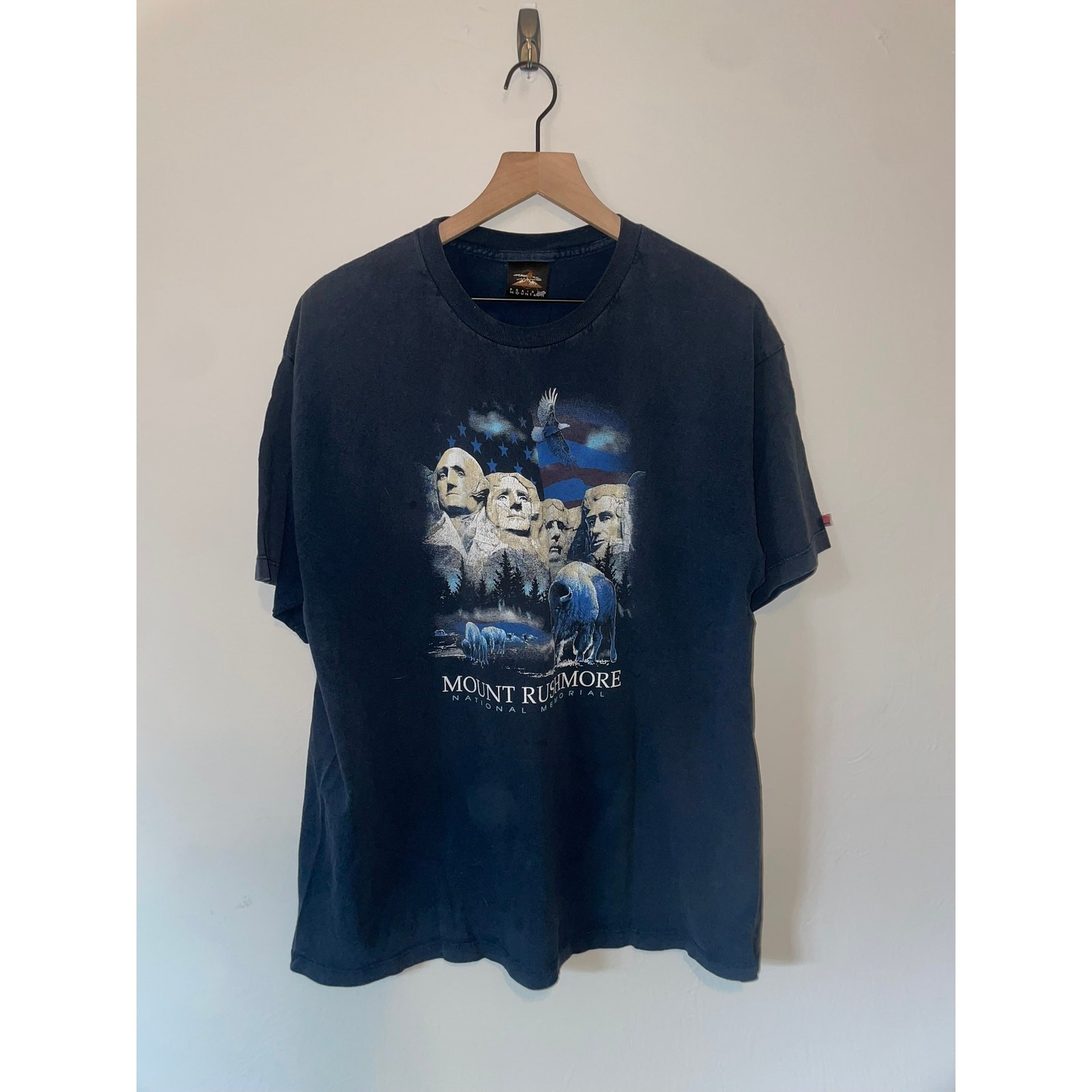 Vintage Mount Rushmore Shirt National Memorial Blue Graphic President Tee XL