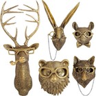5 Pack Animal Head Wall Decor Gold Wall Sculpture Home Decor for Office Bedro...