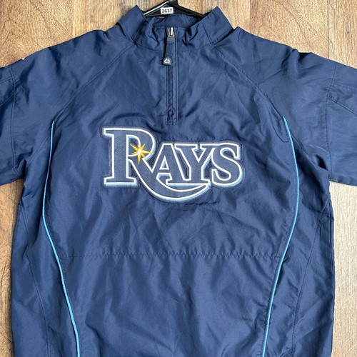 Tampa Bay Devil Rays Jacket Youth Medium Blue Athletic Training Baseball 3637 - Picture 2 of 15