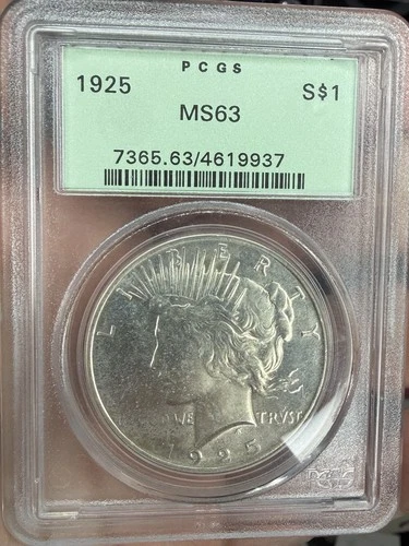 ⭐️1925 MS63 PCGS Peace Dollar OLD GREEN HOLDER ⭐️ BETTER DATE