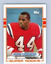 1989 Topps #194 John Stephens New England Patriots Super Rookie Football Card RC. rookie card picture