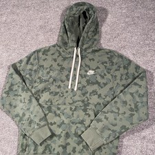 Nike Sportswear Club NSW Green Camo Hoodie Mens S Hooded Sweatshirt DA0055-337