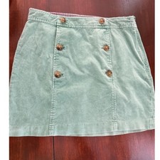 Vineyard Vines Seafoam Green Corduroy Mini Skirt Button Front Size 4 Preppy