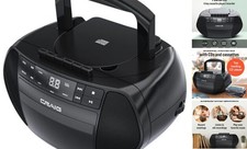 Portable Top-Loading CD Boombox with AM/FM Stereo Radio and Cassette Black