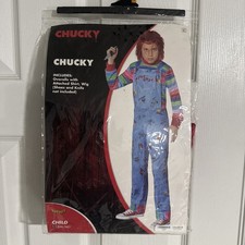 SPIRIT Halloween Chucky Costume Set with Overalls, Shirt, Wig, SM/MD worn once