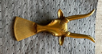 Vintage Heavy Solid Brass Boot Jack Longhorn Steer Design