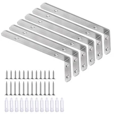 L Bracket, 6"×2"(150×50mm) Heavy Duty Stainless Steel Corner Bracket for Wood...