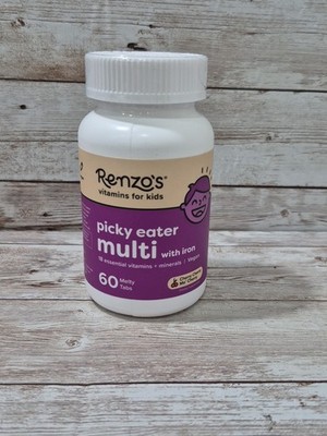 Renzo's Picky Eater Kids Multivitamin with Iron Cherry 60 Melty Tabs Exp 12/26