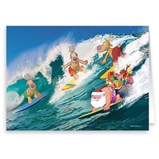 Surfing a Big Wave - Surfing Christmas Card - 18 Surf Cards & Envelopes -  70006