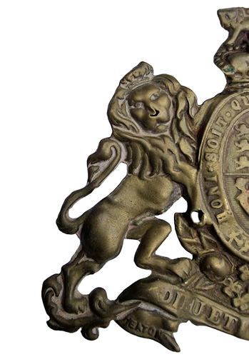 Antigua figura antigua de caballo y león compañía de las Indias Orientales monograma de latón raro - Imagen 3 de 9