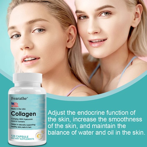 Marine Collagen Capsules Types I, Ii, Iii, V, X 1000mg Pills Anti-Aging Skin - Picture 5 of 16