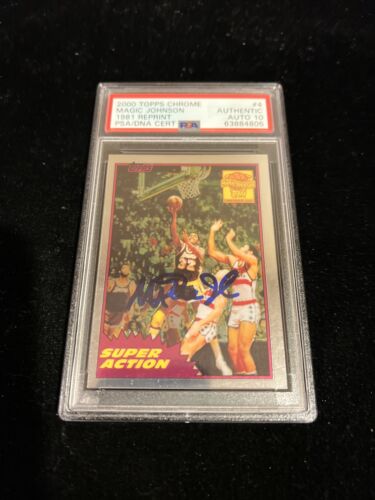 Autographed Magic Johnson Signed 2000 Topps Chrome #4 PSA Signature Graded 10 - Picture 2 of 5