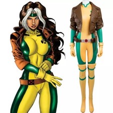 X-men Rogue Jumpsuit Anna Marie Cosplay Costume Lady Green Jacket Halloween Suit