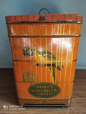 Rare vintage SHARP'S SUPER-KREEM TOFFEE huge 13 inches advertising tin box.