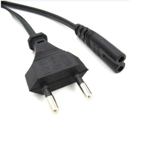 EU European 2 Pin Plug Fig Figure 8 Mains Cable Lead Black EU C7 F8 CORD - Afbeelding 1 van 3