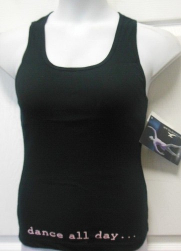 Motionwear Muscle T "Dance All Day" "Dance All Night" BLACK Tank Top - Picture 4 of 4