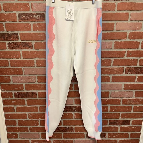 AUTHENTIC MSRP $555 Casablanca Tennis Club Track Pants White Light Pink SZ XL 🔥