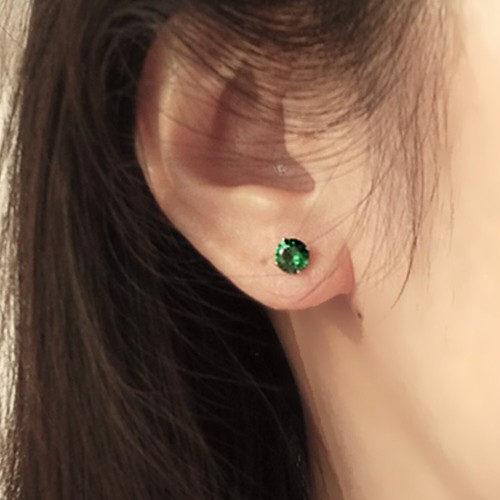 STERLING SILVER Color Birthstone ROUND STUD EARRINGS made with Swarovski Crystal - Picture 18 of 37