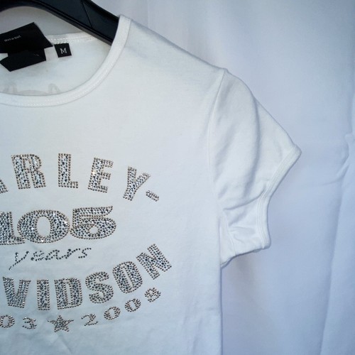 Harley Davidson Shirt Women's Size M White 105th Anniversary made in USA - Picture 5 of 11
