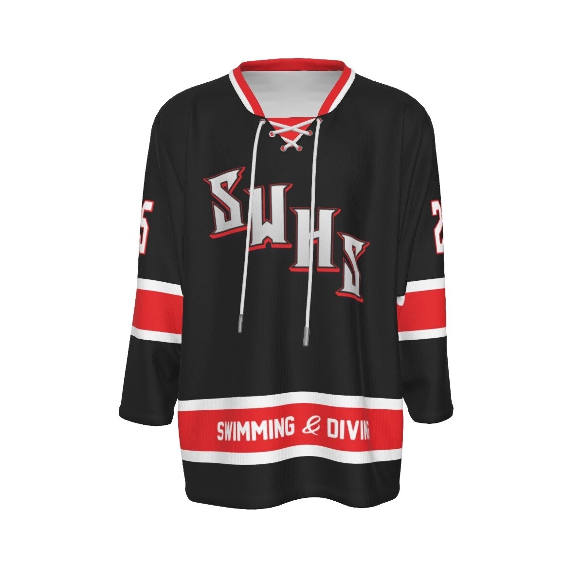Fully Custom YOU DESIGN IT! Black and Red Team Hockey Jersey Shirt JS-2