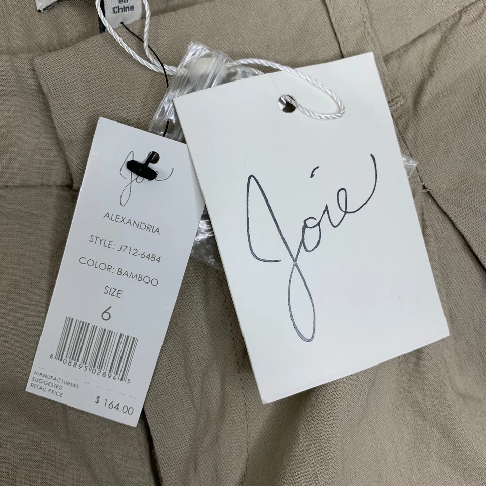 Shorts Joie mistura de linho Alexandria tamanho 6 plissado 3" costura interna costeira praia safári - Imagem 3 de 4