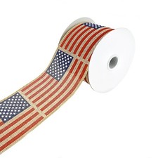 American Tribute Wired Edge Linen Ribbon, Natural, 2-1/2-inch, 10-yard