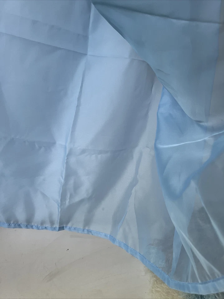 2 x Voile Curtain Panels New Shabby Chic Cottage Light Blue 59" x 72" - Image 2 of 4