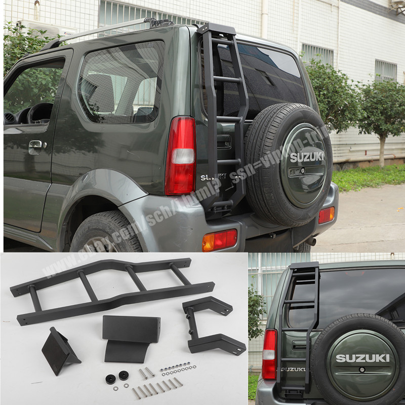 Rear Tailgate Door Ladder Climbing Black Alloy For Suzuki Jimny 07-17Accessories