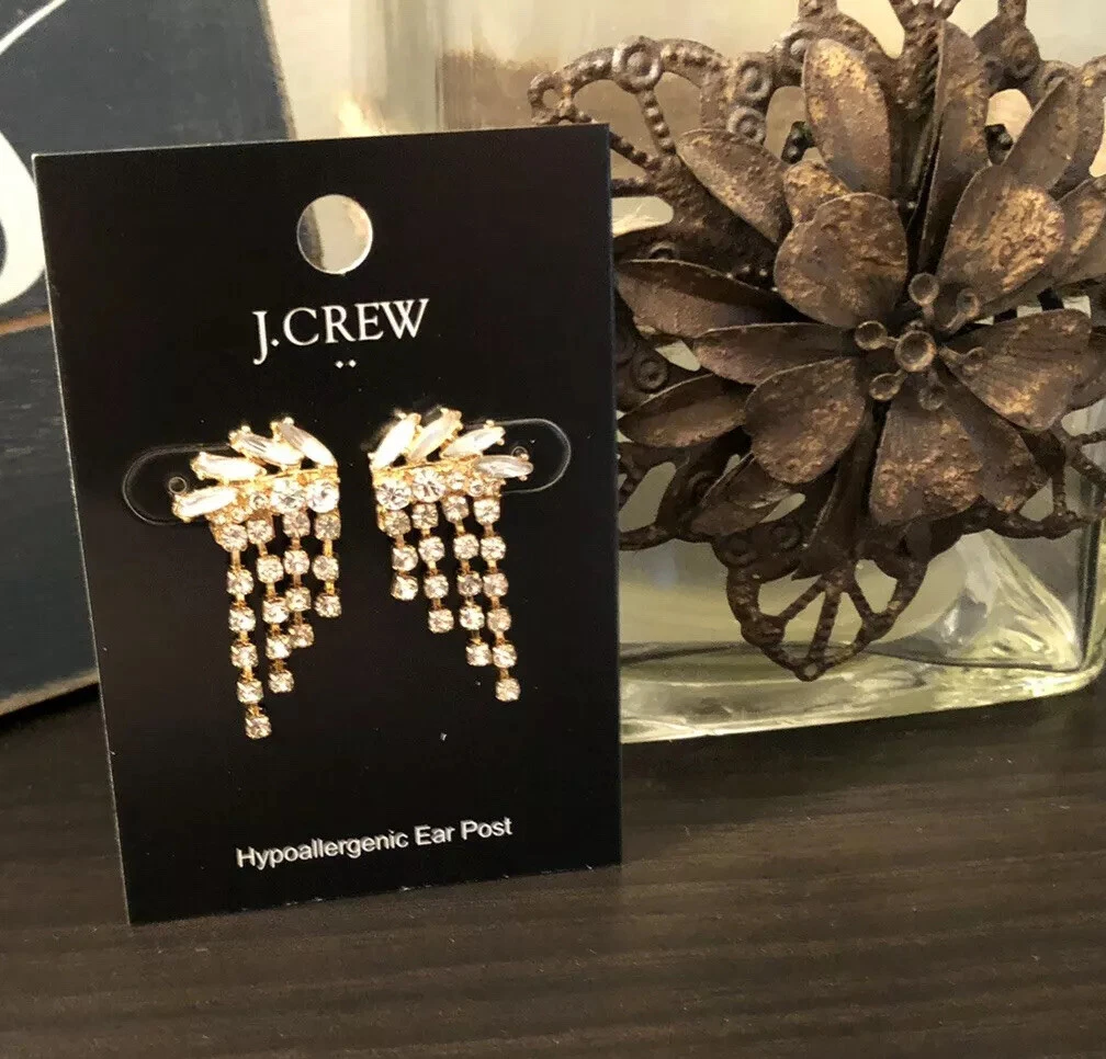 J.Crew Factory CRYSTAL WATERFALL CRAWLER EARRINGS New 32.50 Nwt