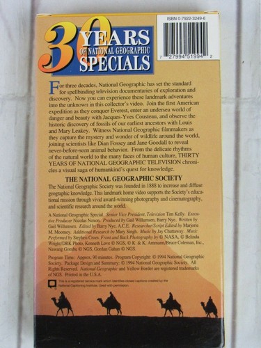 National Geographic Video - 30 Years of National Geographic Specials (VHS, 1996) - Imagen 2 de 3