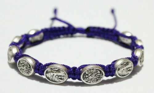 St Michael the Archangel the and Guardian Angel bracelet Purple Cord St Michael - Picture 1 of 6