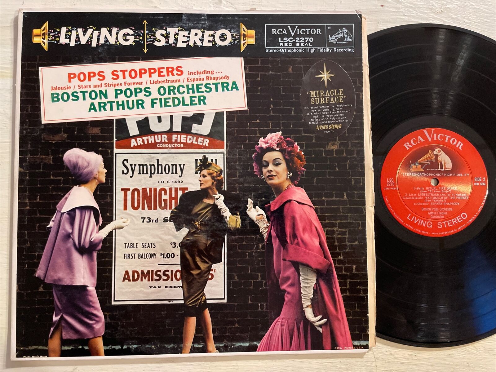 Arthur Fiedler / Boston Pops / Pops Stoppers LP RCA Living Stereo 10s/7s VG+!!!