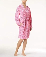 New Charter Club Womens Cotton Floral-Print Short Robe, Floral Field, X-Small