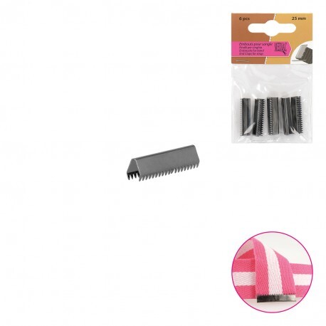 Belt Strap End Clasps 25mm Wide Solid Metal Teeth Silver Gold Grey Repairs 6 PCS - Picture 4 of 4