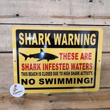 WARNING SHARKS, Sign, sharks, boats, fishing, no swimming, warning, pool signs