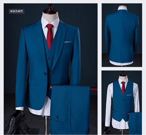 Mens One Button 3pcs Suits Wedding Groom Business Coats Vests Pants Formal Dress - Picture 24 of 46
