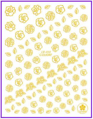 Nail Art 3D Decal Stickers Gold Design Flowers Roses Leaves CB034