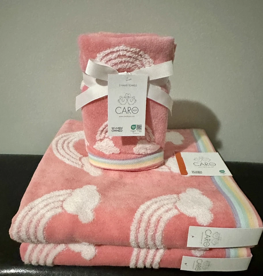 Juego de 2 toallas de mano de felpa arco iris de 4 piezas juego de toallas de baño Caro Home NUEVO Foto 3 de 4