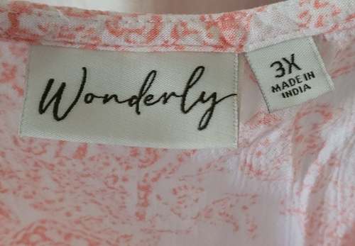 Women's Plus Size Wonderly Dress 3X Sleeveless Peach and White Long Summer - Picture 3 of 4