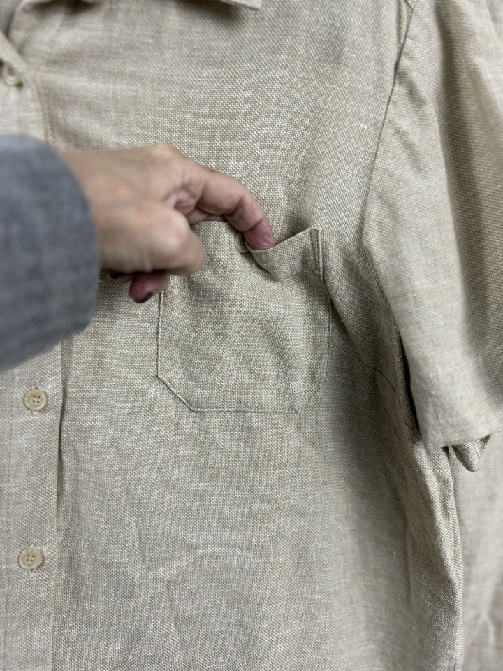 Conjunto de conjunto de top y falda marrón Norton McNaughton talla XL mezcla de lino con botones Foto 4 de 4