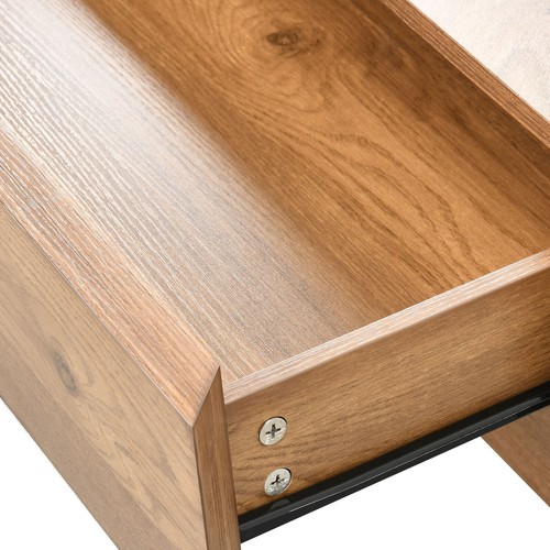 Modern LED Light Square Wood Coffee Tables with 2 Sliding Drawers with Storage - Picture 9 of 11