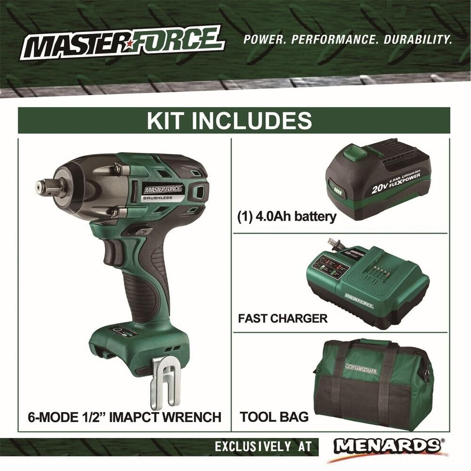 Masterforce Augrt Masterforce 20-Volt Cordless 1/2