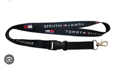 TOMMY HILFIGER LANYARD BLACK neck strap key holder  FREE ID CARD BADGE