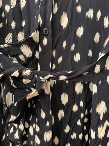 HUSH Alara Black/Ecru Alara Tie Side Midi Shirt Dress UK 16 Ikat Print NEW + Tag - Picture 16 of 19