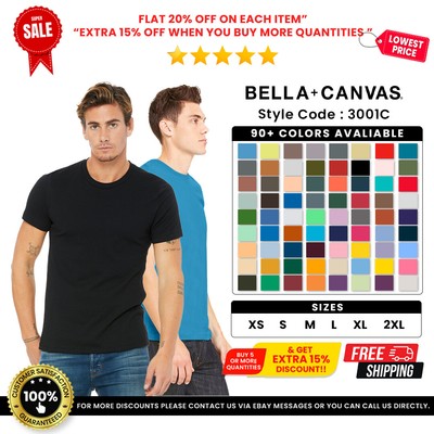 Bella + Canvas 3001C Unisex Tee 100% Cotton Short-Sleeve Jersey Stylish T-Shirt