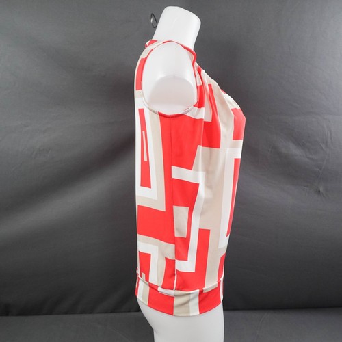 New York Co Womens Top XS Coral Tan Geometric Retro Capsule Corp Office Career - Picture 4 of 13