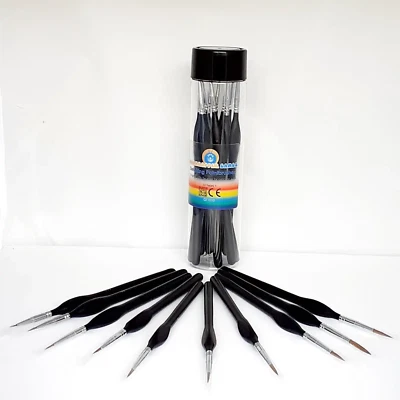 MOONHOPPER GAMES Detailing Paint Brushes for Miniatures Model Painting Set (Set of 10)