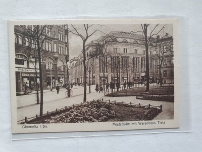 Postcard Chemnitz in Saxony Poststraße with department store Tietz/46