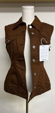 NWT Ganni Womens Brown Button Up Vest Size 38...
