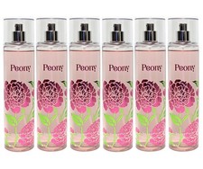 Lot of 6 Bath Body Works PEONY Fine Fragrance Mist 8oz Fullsize Floral NEW